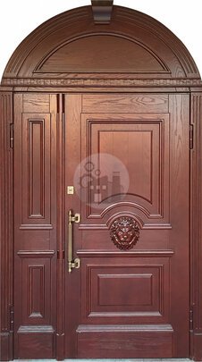 Арочная двустворчатая дверь с усиленной ручкой, массив дерева-ДВ-621