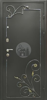 Дверь стальная бизнес-класса с ковкой и зеркалом-ДВ-309