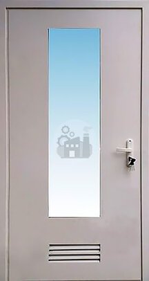дверь входная для котельной, окрас нитроэмаль, с огнеупорным стеклом - внутренняя часть двери ДВ-896