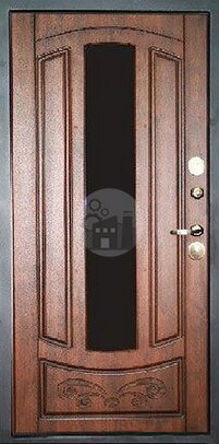 элитная стальная дверь со стеклом и ковкой, отделка винорит - внутренняя часть двери ДВ-555