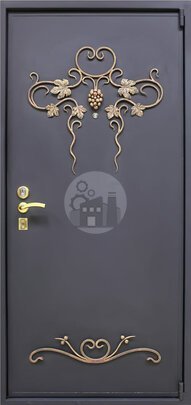 Антивандальная дверь с ковкой, отделка — порошок и МДФ-ДВ-1798