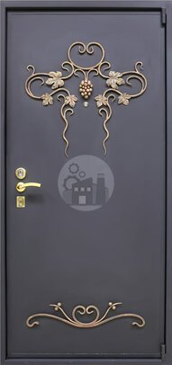 антивандальная дверь с ковкой, отделка — порошок и мдф-ДВ-1798