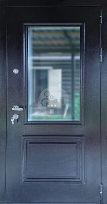 Дверь в частный дом со стеклопакетом, порошковый окрас-ДВ-1574